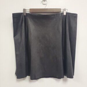 Spanx Womens Faux Leather Skater Skirt Size 2X Black Knee Length Biker Grunge